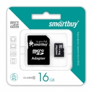 Карта памяти SmartBuy 16Gb MicroSDHC Class10 (SB16GBSDCL10-01) + SD Adaptor