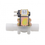 Клапан пластиковый электромагнитный (соленоидный) G1/2 DN15, DC12V (нормально открытый)