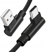 Кабель угловой USB - Type-C тканевый 25 см