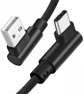Кабель угловой USB - Type-C тканевый 25 см